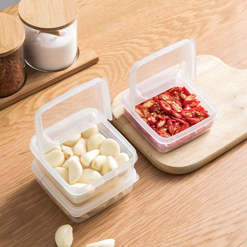Square Transparent Refrigerator Storage Box Crisper Food-grade PP Fruit Butter Cheese Packaging Box Sauce Container with Lid