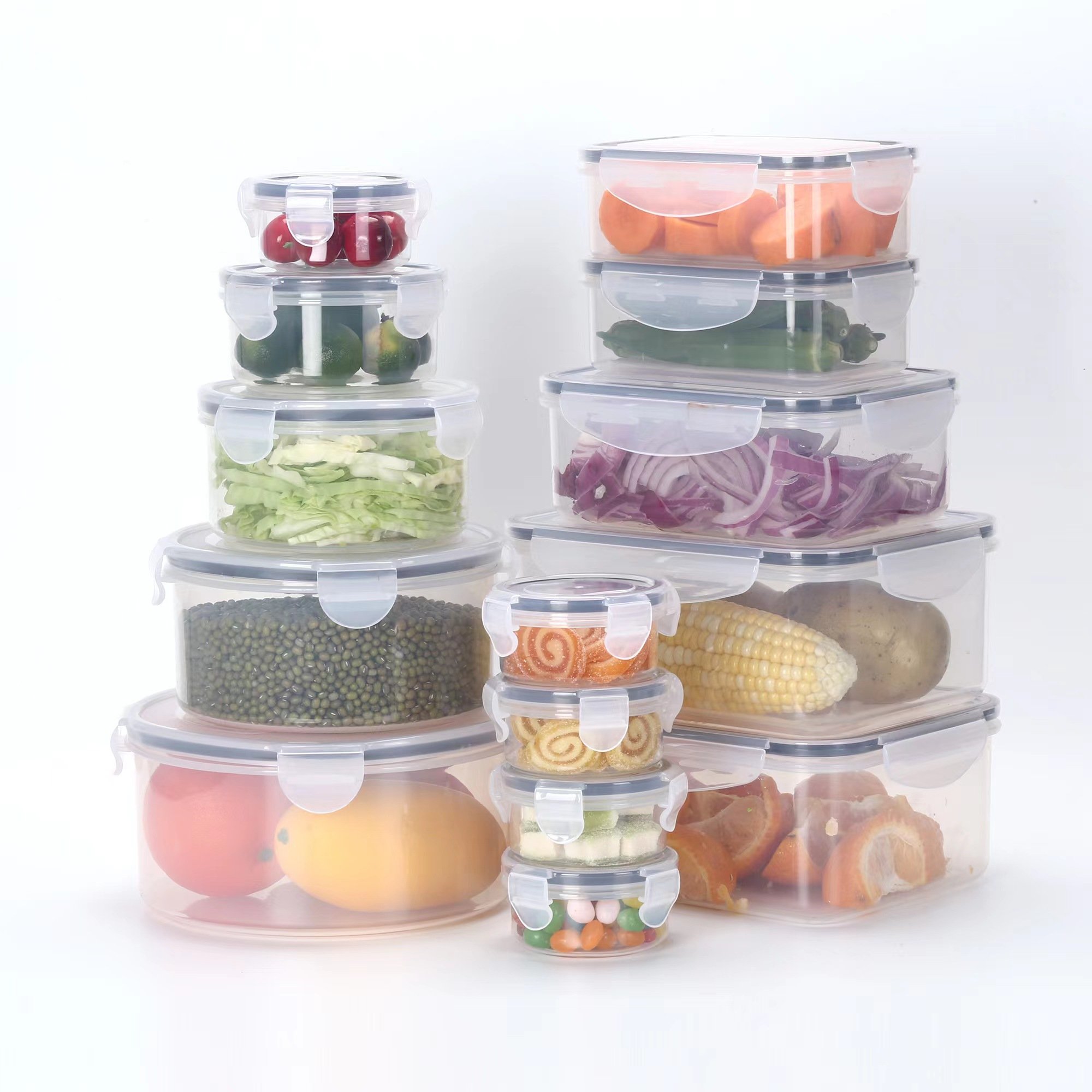 Hot Sale Portable Kitchen Storage Organizer Bins Adjustable Transparent Plastic Food Storage Box