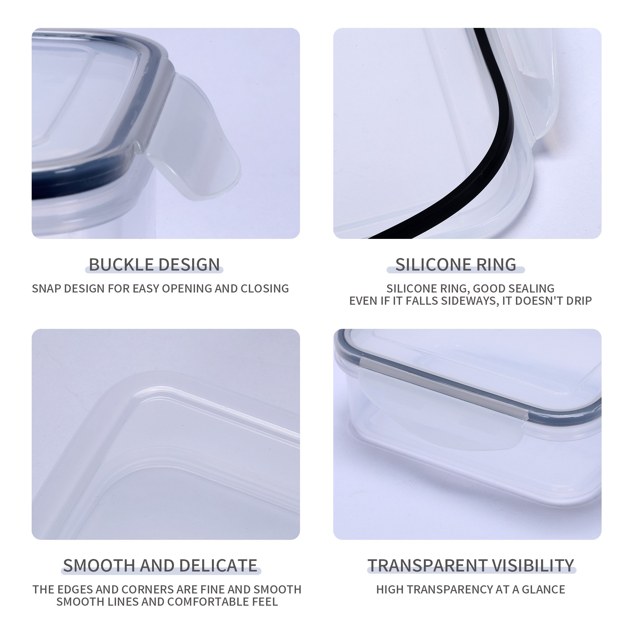 Hot Sale Portable Kitchen Storage Organizer Bins Adjustable Transparent Plastic Food Storage Box