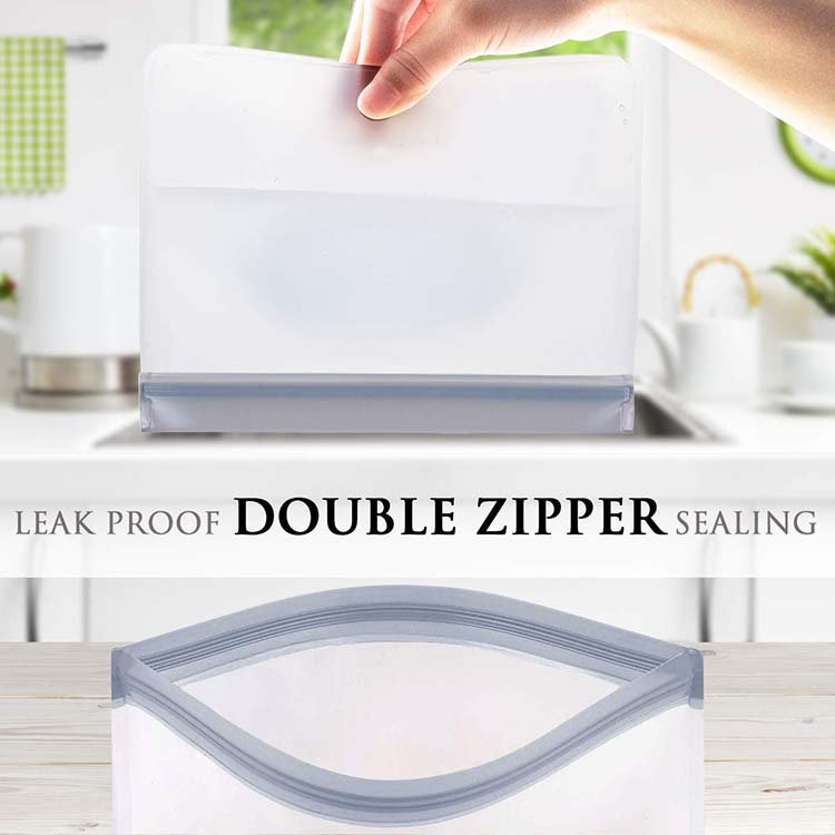Leakproof Ziplock Stand-Up Reusable Food Grade Storage Bag PEVA Gallon Freezer Bags for Sandwich Snack Meat Vegetables Fruit etc