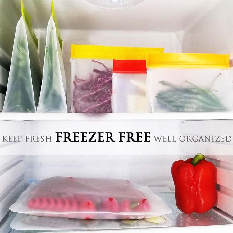 Leakproof Ziplock Stand-Up Reusable Food Grade Storage Bag PEVA Gallon Freezer Bags for Sandwich Snack Meat Vegetables Fruit etc