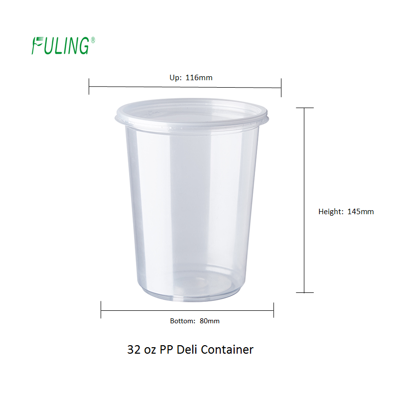 BPA free 32oz disposable plastic deli container airtight deli cup with lids
