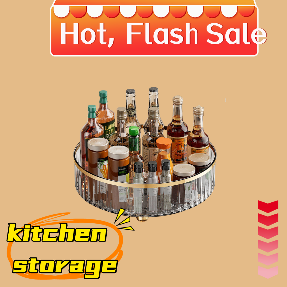 Luxurious 360-Degree Rotating Transparent Kitchen Spice Box Storage Rack Environmentally Friendly with Multiple Colors for Use