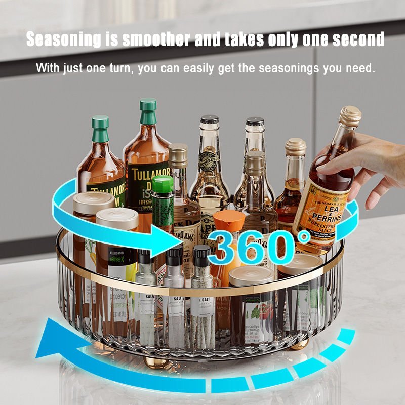 Luxurious 360-Degree Rotating Transparent Kitchen Spice Box Storage Rack Environmentally Friendly with Multiple Colors for Use