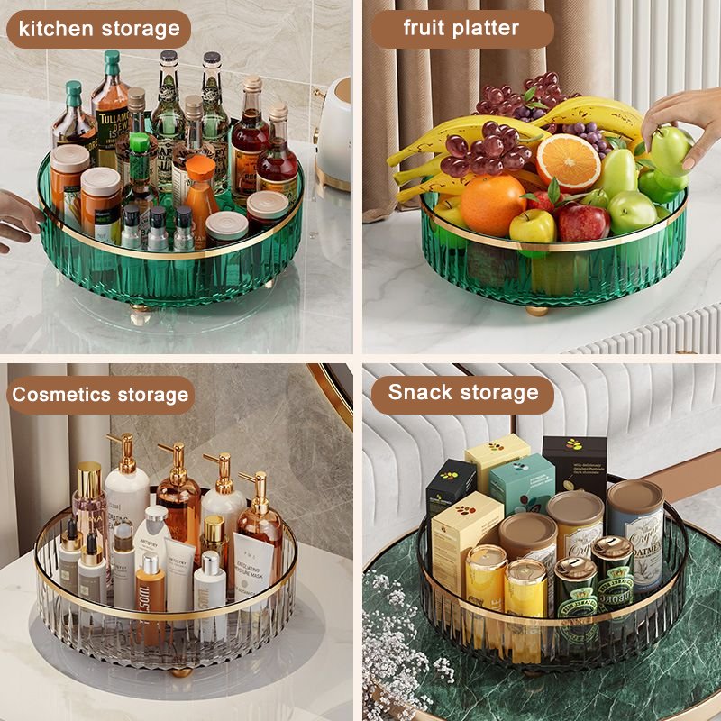 Luxurious 360-Degree Rotating Transparent Kitchen Spice Box Storage Rack Environmentally Friendly with Multiple Colors for Use