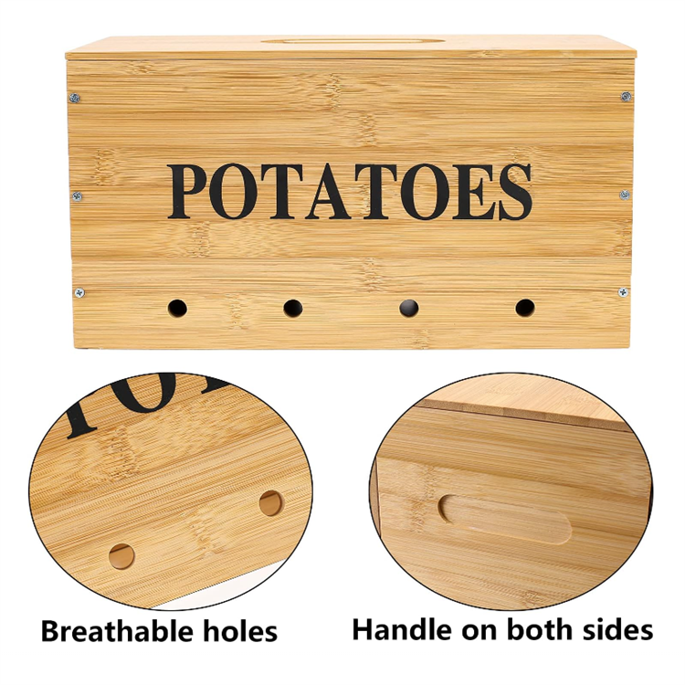 Wholesale Kitchen Cabinet Wooden Container Box Fruit Vegetable Fresh Keeper Bamboo Food Storage box