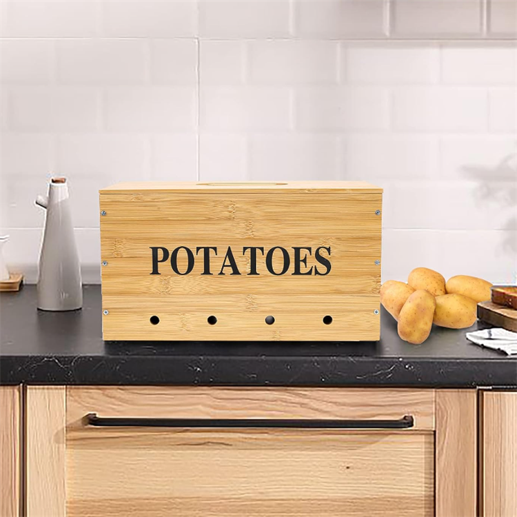Wholesale Kitchen Cabinet Wooden Container Box Fruit Vegetable Fresh Keeper Bamboo Food Storage box