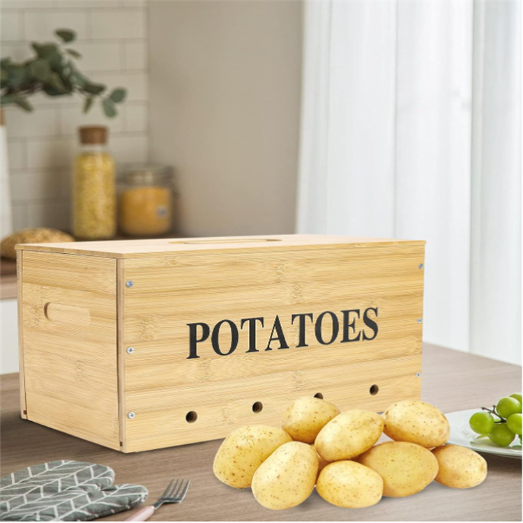 Wholesale Kitchen Cabinet Wooden Container Box Fruit Vegetable Fresh Keeper Bamboo Food Storage box