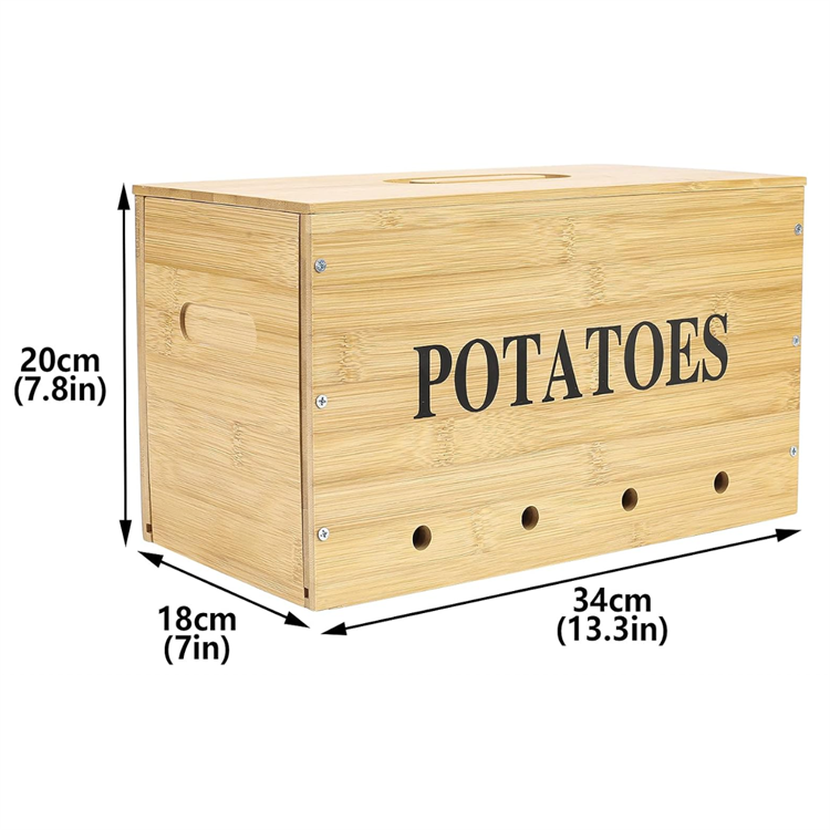 Wholesale Kitchen Cabinet Wooden Container Box Fruit Vegetable Fresh Keeper Bamboo Food Storage box