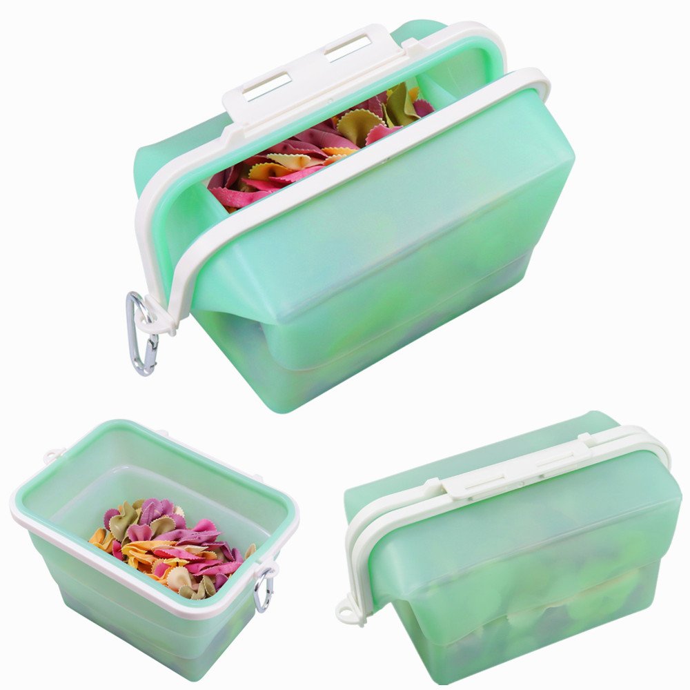 BPA Free Folding Collapsible Reusable Silicone Food Storage Bags Container Travel Storage Snack Food Fresh-keeping Packaging Bag