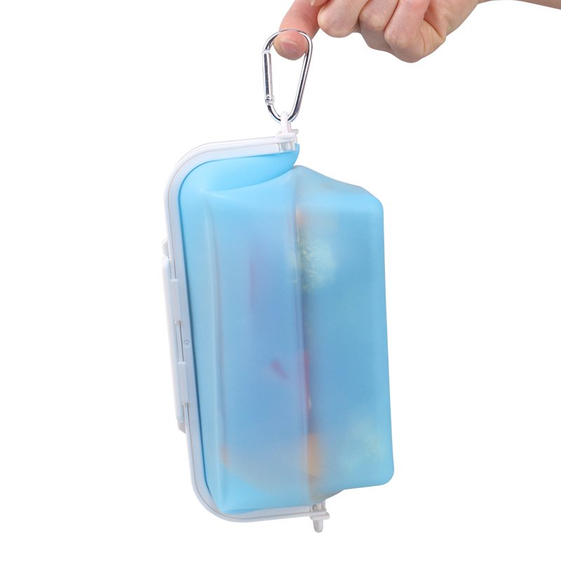 BPA Free Folding Collapsible Reusable Silicone Food Storage Bags Container Travel Storage Snack Food Fresh-keeping Packaging Bag