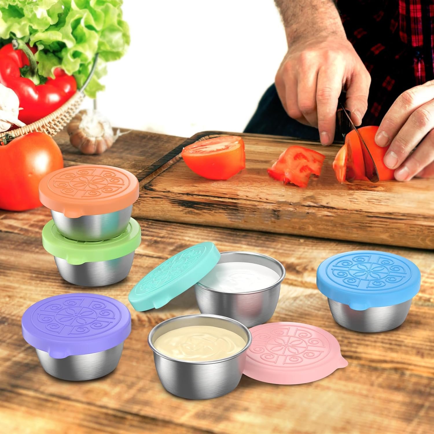 Factory Direct 70ml 2.4oz Stainless Steel Food Storage Container 304 Lid High Airtight Take Away Sauce Containers Safe Boxes Hot