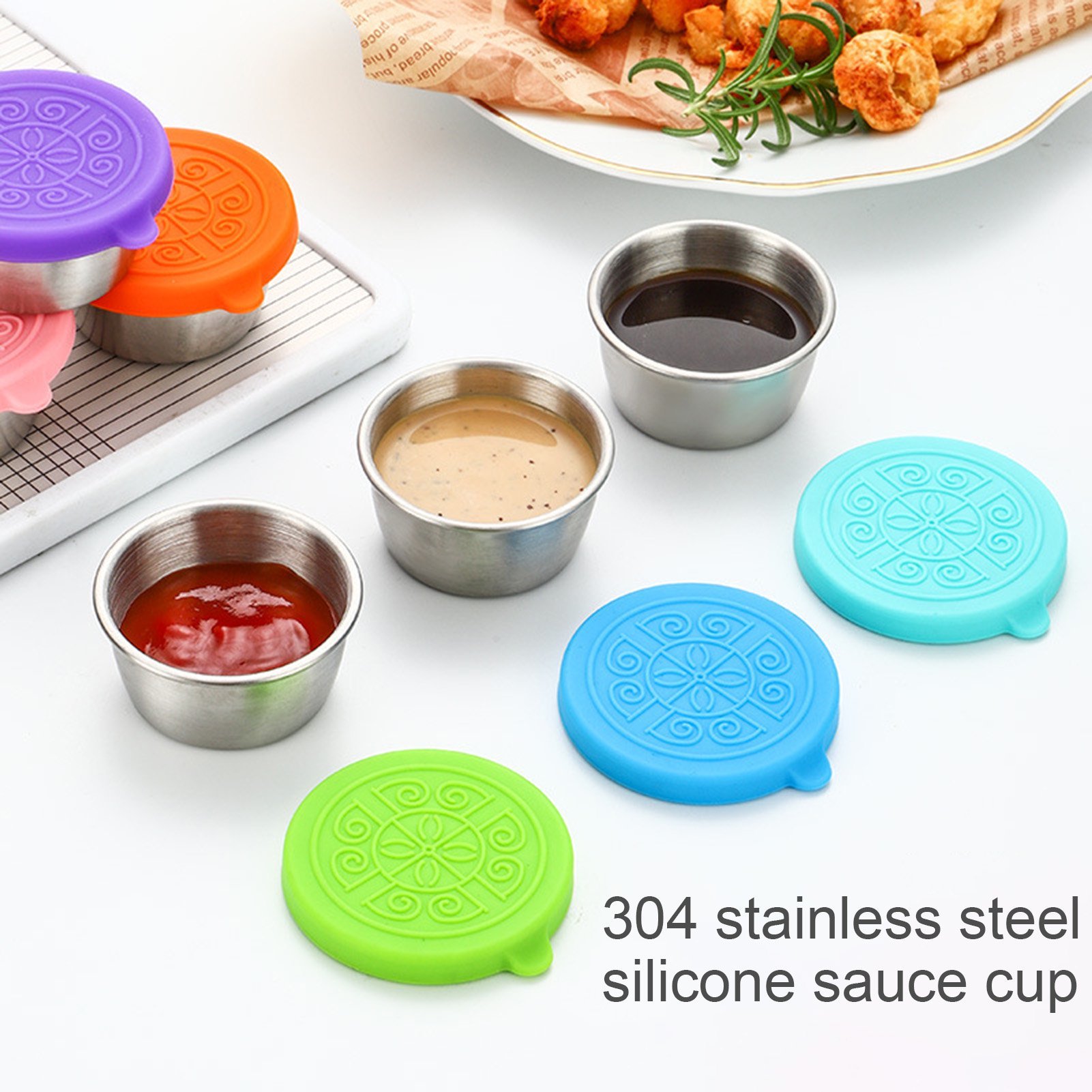 Factory Direct 70ml 2.4oz Stainless Steel Food Storage Container 304 Lid High Airtight Take Away Sauce Containers Safe Boxes Hot