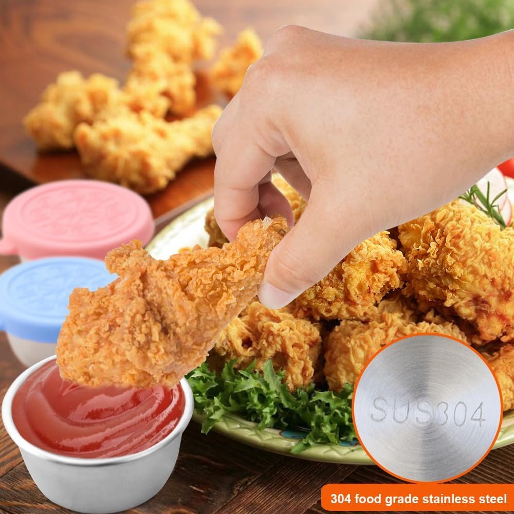 Factory Direct 70ml 2.4oz Stainless Steel Food Storage Container 304 Lid High Airtight Take Away Sauce Containers Safe Boxes Hot