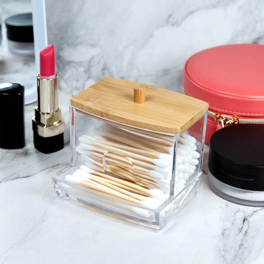 2024 hot selling square with bamboo lid clear storage box