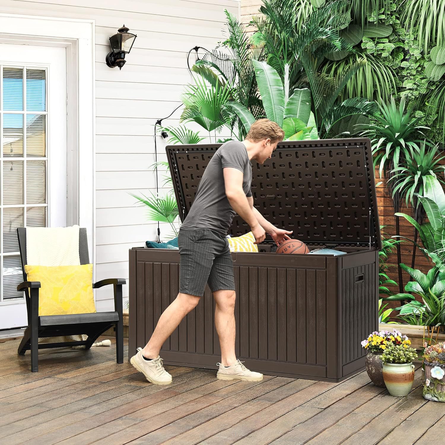 Factory Price Heavy Duty Large Volume HDPE Material Storage Deck Box Storage Container With Lid Lock For Patio Garden
