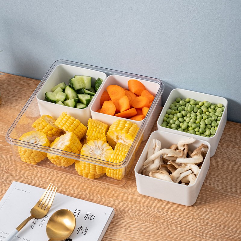 JILEN- Shopwith Divided Serving Tray with Lid Removable Containers with 4 Compartment for Christmas Party, Veggies...