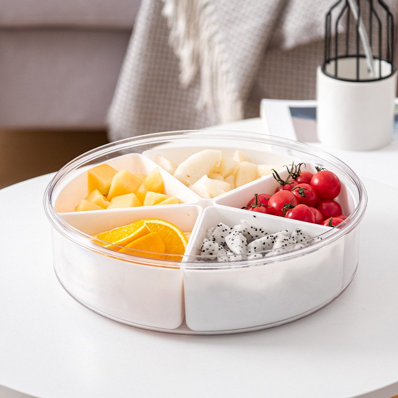JILEN- Shopwith Divided Serving Tray with Lid Removable Containers with 4 Compartment for Christmas Party, Veggies...