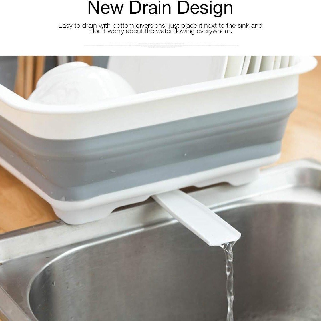 Newly arrived foldable bowls and chopsticks drain blue kitchen plate essential storage box with drain sink storage rack