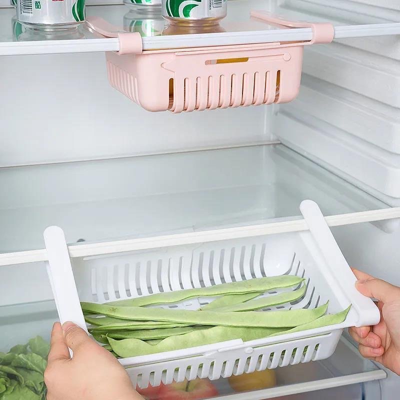 Refrigerator retractable storage basket drawer storage shelf crisper freezer box