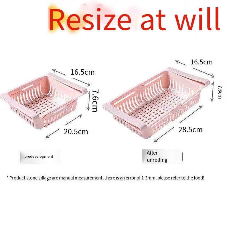 Refrigerator retractable storage basket drawer storage shelf crisper freezer box