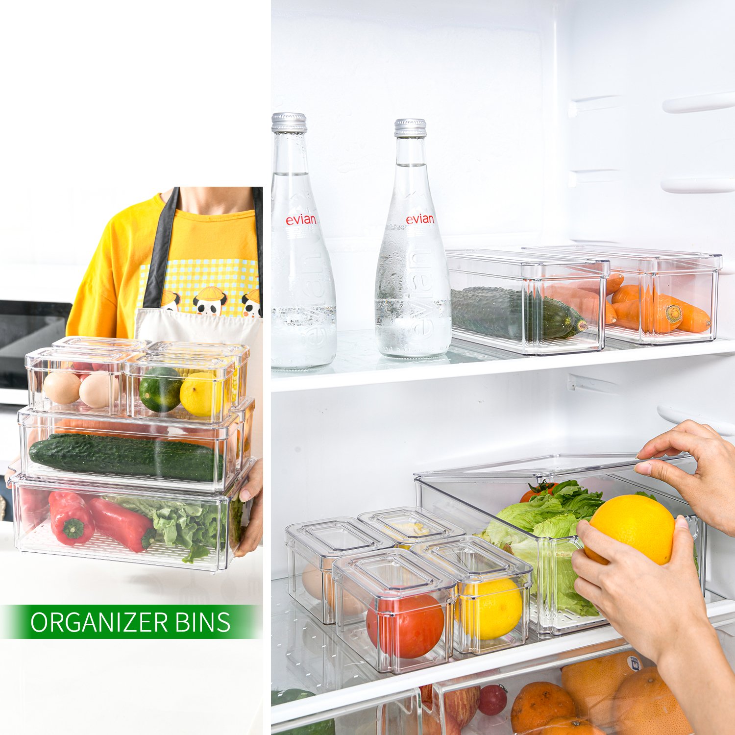 Kitchen Accessories 7pcs Set Plastic Storage Box Transparent Food Container for Organization