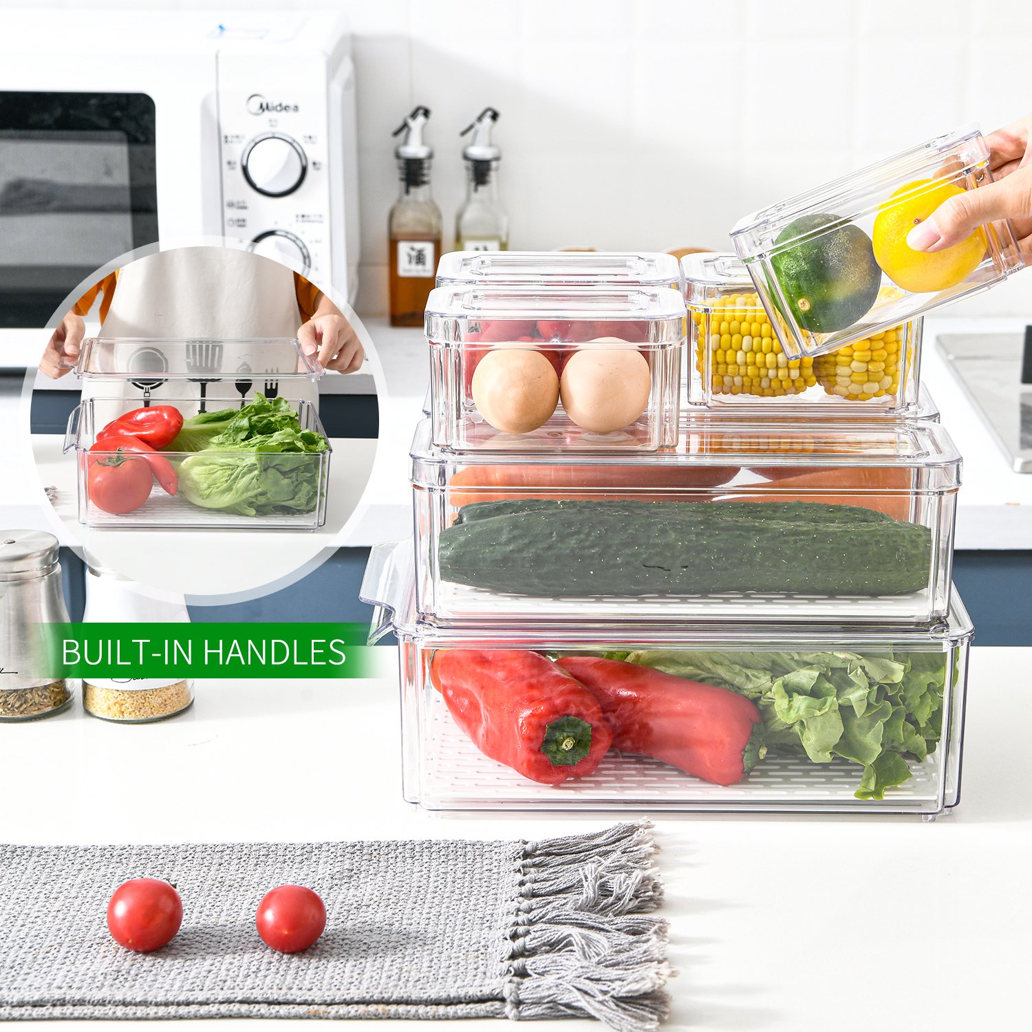 Kitchen Accessories 7pcs Set Plastic Storage Box Transparent Food Container for Organization