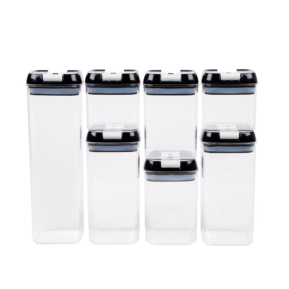 7 Pack Airtight Food Storage Set,Kitchen Pantry Organization and Storage, BPA Free Clear Plastic Canisters with Lids
