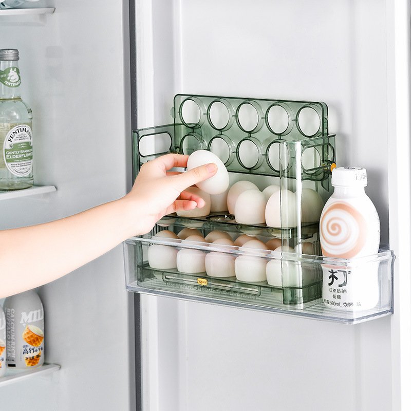 3 Layers Egg Storage Container Egg Organizer Holder for Refrigerator 30 Grids Detachable Egg Storage Box Clear Plastic Kitchen
