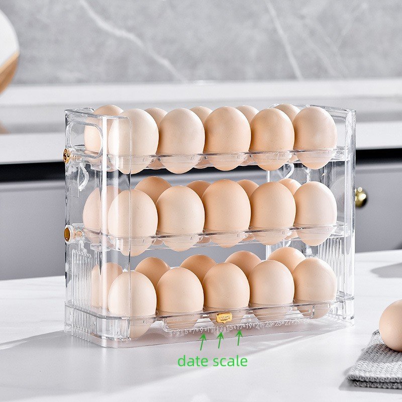 3 Layers Egg Storage Container Egg Organizer Holder for Refrigerator 30 Grids Detachable Egg Storage Box Clear Plastic Kitchen