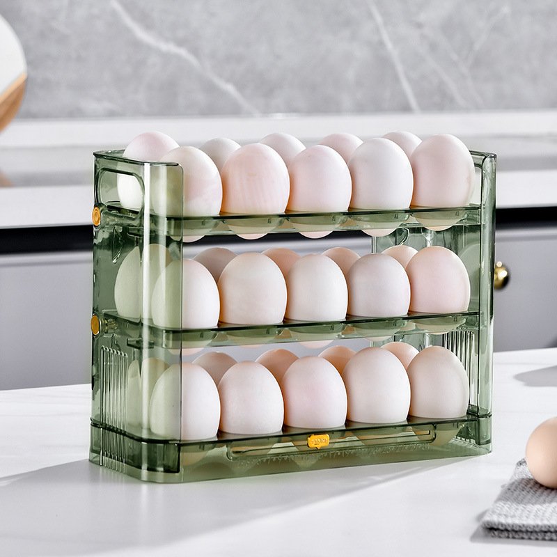 3 Layers Egg Storage Container Egg Organizer Holder for Refrigerator 30 Grids Detachable Egg Storage Box Clear Plastic Kitchen