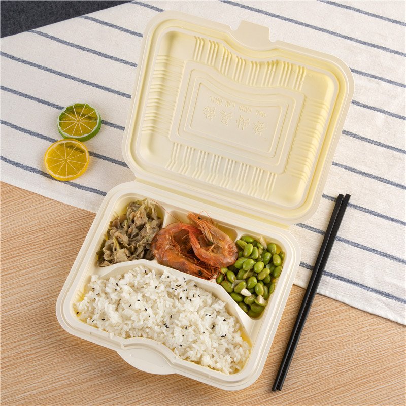 wholesale eco friendly food container pp plastic lunch food tray plate four compatment