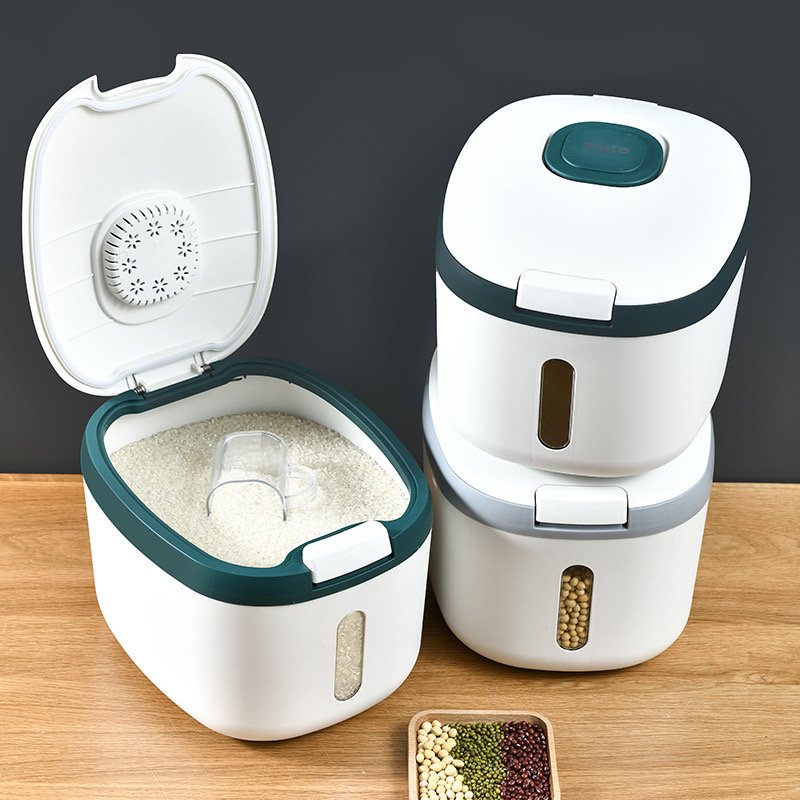 ShengBang Plastic Cereal Dispenser Storage Box Kitchen Food Grain Rice Container