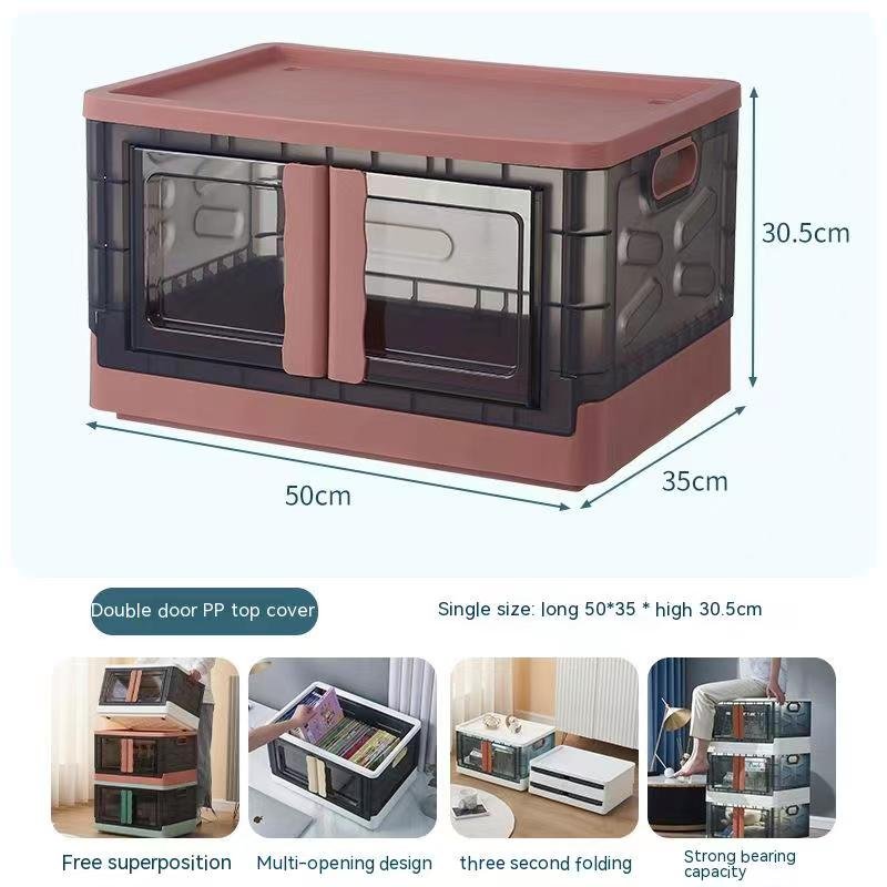 Plastic Foldable Storage Boxes Storage Bins 2023 Wholesale High Quality Custom Made Brown Box Customized Logo Clothing Organizer