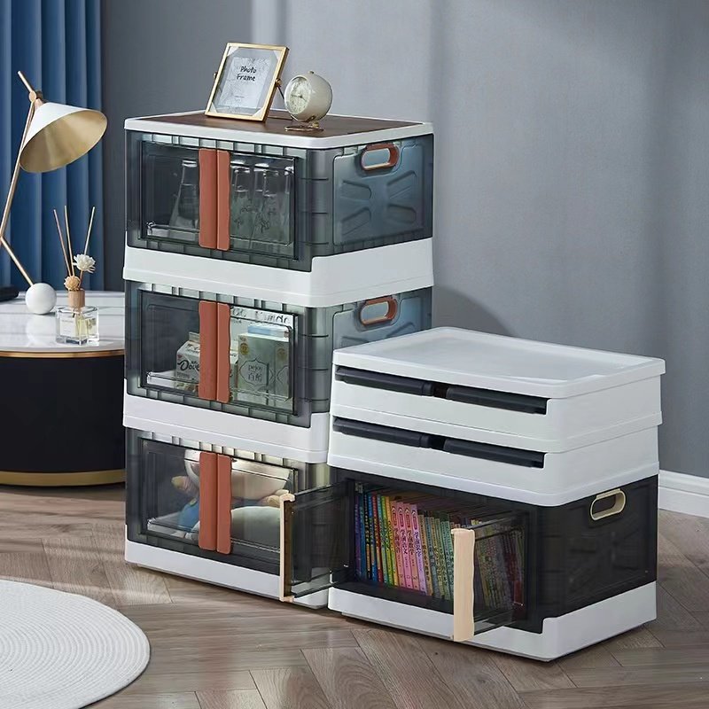 Plastic Foldable Storage Boxes Storage Bins 2023 Wholesale High Quality Custom Made Brown Box Customized Logo Clothing Organizer