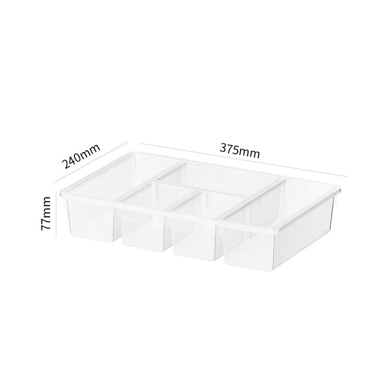 5 Grid Transparent Plastic Box Kitchen Refrigerator Organizer Fresh-keeping Sealed Jar Food Storage Containers With Lid
