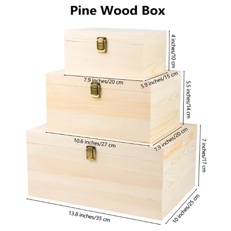 Customized multifunctional wooden rectangular storage box for household use tea storage wood box