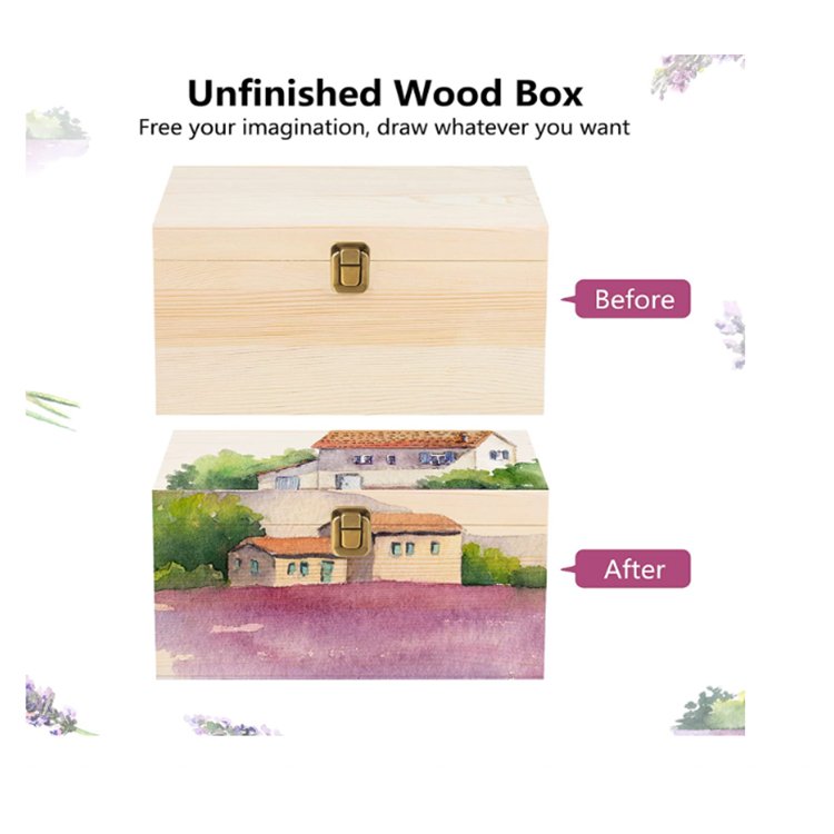 Customized multifunctional wooden rectangular storage box for household use tea storage wood box
