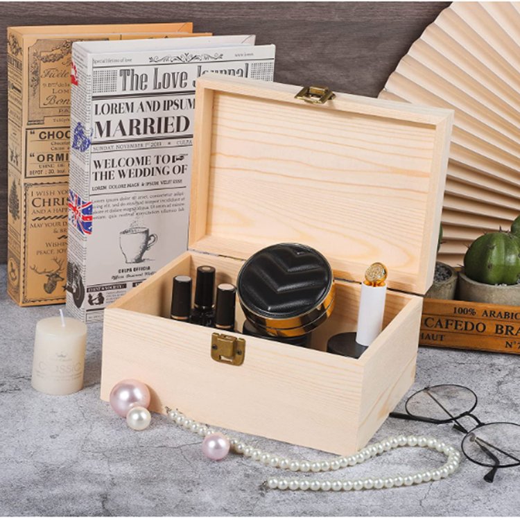 Customized multifunctional wooden rectangular storage box for household use tea storage wood box