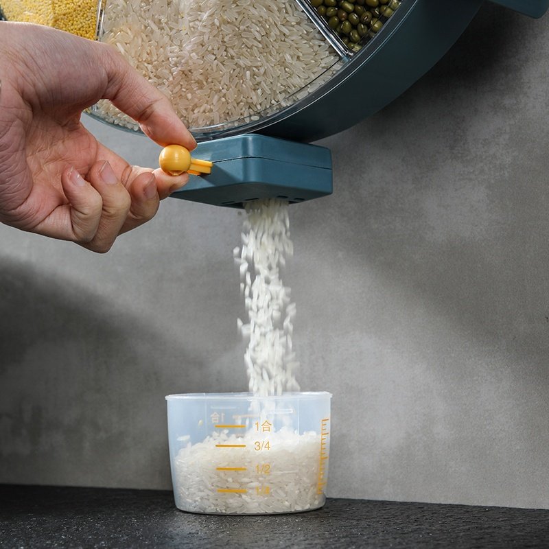 Wall-Mounted Grain Storage Box Rice Dispenser Food Storage For Household