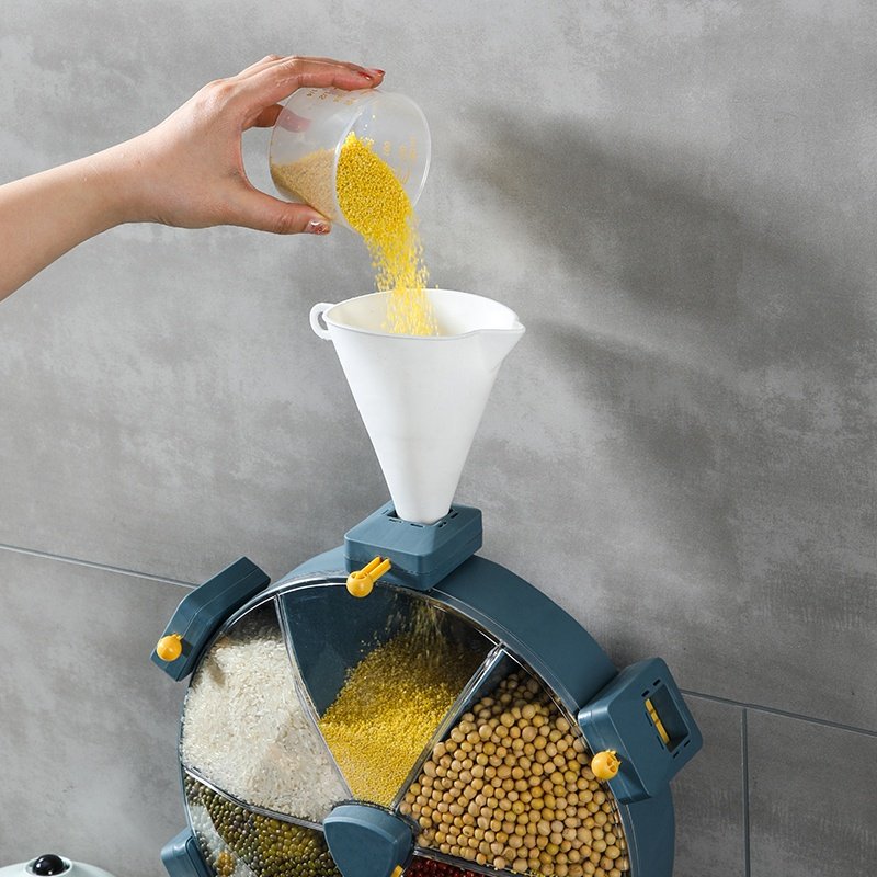 Wall-Mounted Grain Storage Box Rice Dispenser Food Storage For Household