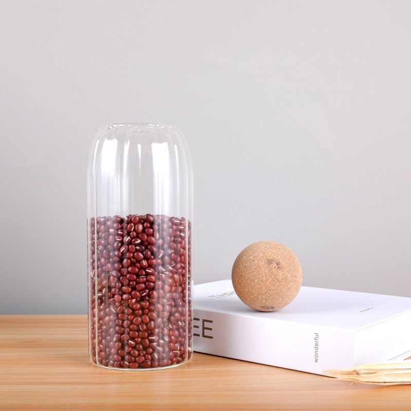 Wholesale and spot glass food storage tanks with wooden stoppers for noodle, coffee, bean, spice, and grain storage