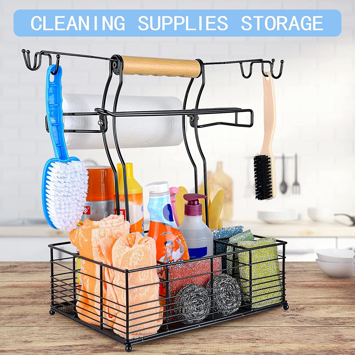 Metal Grill Condiment Cutlery Storage Box with paper towel holder camping picnics decks outdoor cooking utensils barbecue rack