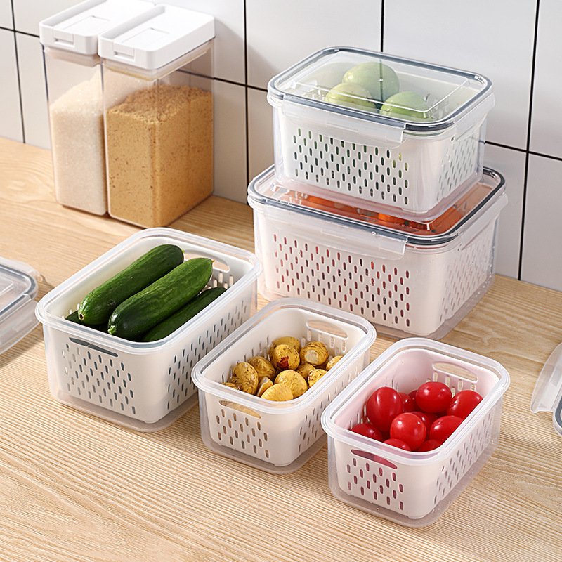 Plastic Fresh Produce Saver Vegetable Fruit Meat Fridge Food Storage Container Set with Lids