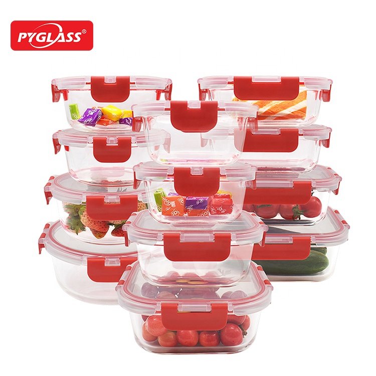 Superior Meal Prep Glass Food Storage Container Set with Hinged BPA-free Locking lids Storage Box