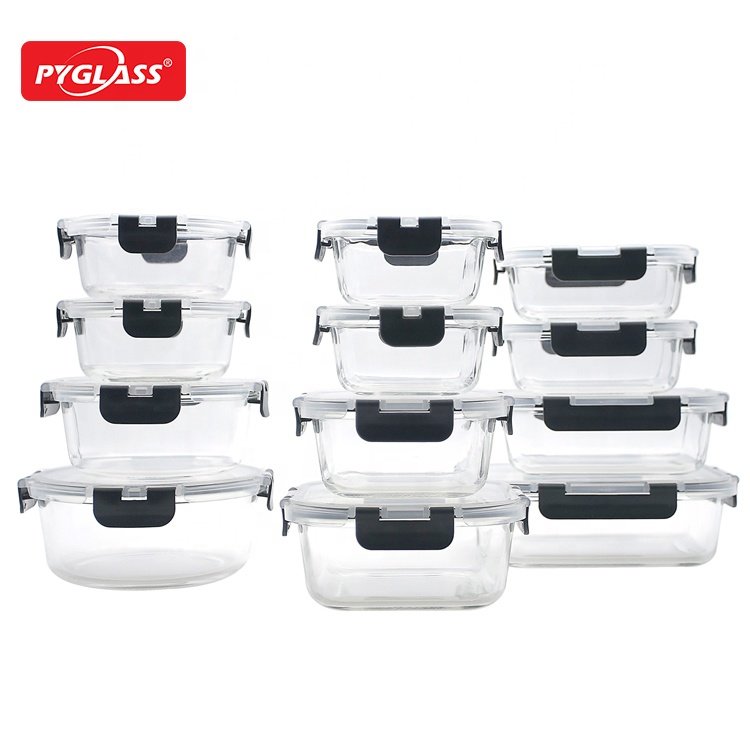 Superior Meal Prep Glass Food Storage Container Set with Hinged BPA-free Locking lids Storage Box