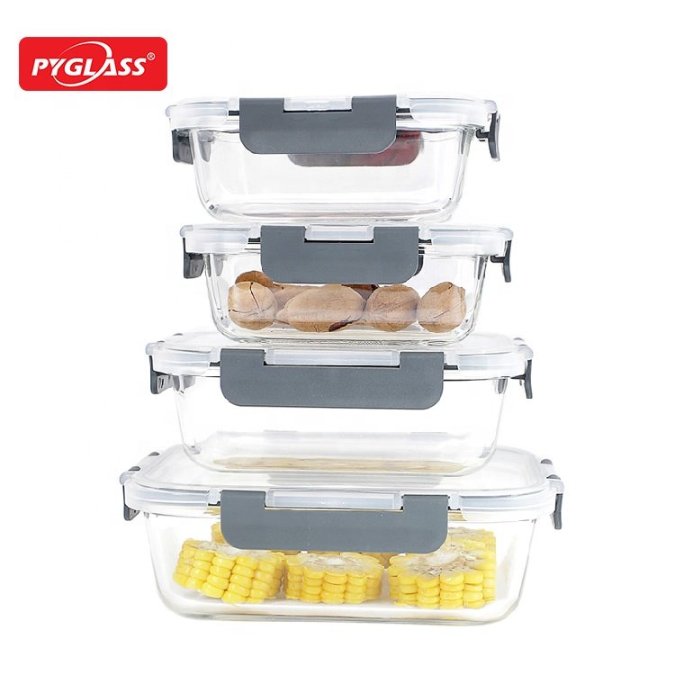 Superior Meal Prep Glass Food Storage Container Set with Hinged BPA-free Locking lids Storage Box