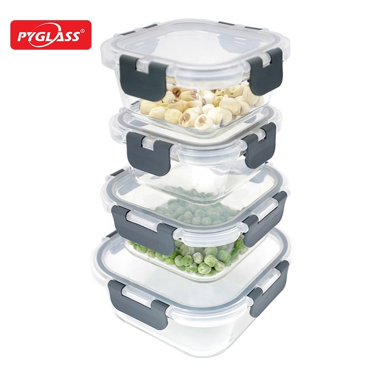 Superior Meal Prep Glass Food Storage Container Set with Hinged BPA-free Locking lids Storage Box