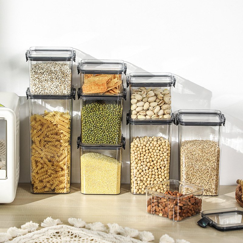 Direct deal Transparent plastic dry food storage container with Anti oxidation durable kitchen storage hermetic food container
