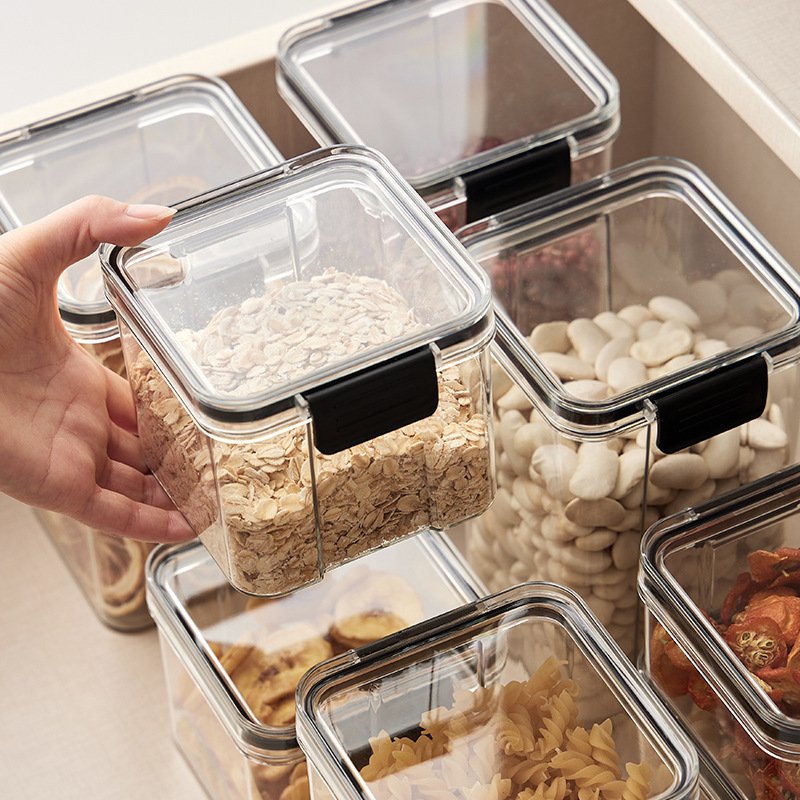 Direct deal Transparent plastic dry food storage container with Anti oxidation durable kitchen storage hermetic food container